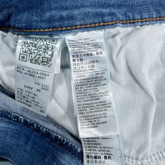 Levi's Jeans Womens 24W Plus 711 Skinny Denim Distressed Mid‎ Rise Dark Wash NWT - Picture 8 of 12